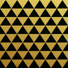 Gold triangle seamless glitter pattern on black background