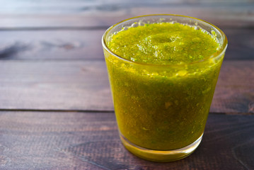 Green smoothie in glass