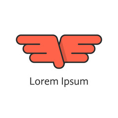 red outline wings like company emblem
