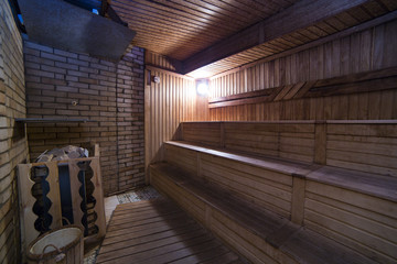 Sauna interior with lamp light healthy leisure facilities
