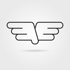 outline wings icon with shadow