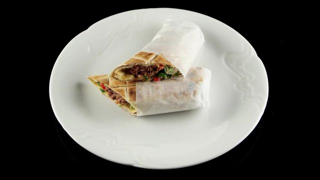 Turkish Shawarma durum, traditional sish kebab, loop