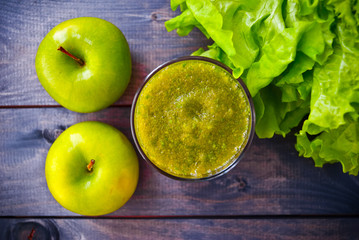 Green smoothie in glass