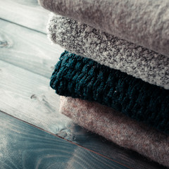 Stack of knitted clothes