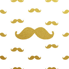 Moustache gold glitter pattern design