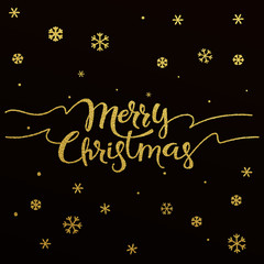 Merry Christmas gold glitter lettering design