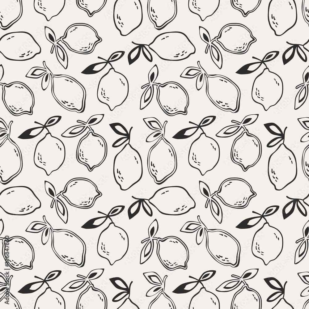 Poster seamless pattern with lemon fruits