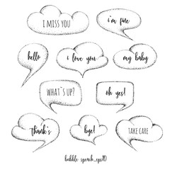Set of hand-drawn speech bubbles, vector