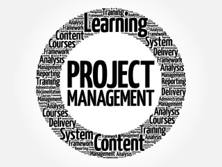 Project Management circle word cloud, business concept