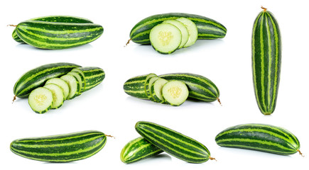 Striped cucumber isolated on the white background