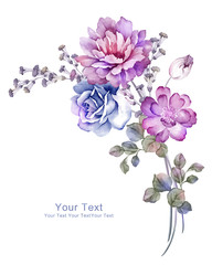 watercolor illustration flowers in simple background - 106849029