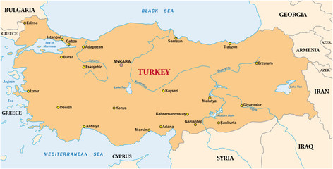 simple vector map of the state of Turkey