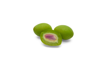 Green Marian plum isolated on white background