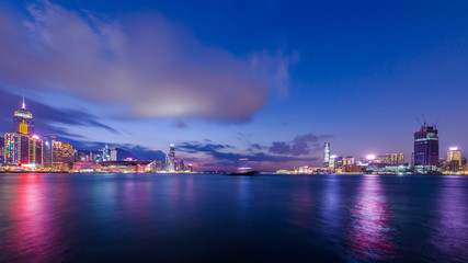 Fototapeta na wymiar Twilight of Victoria Harbour, Hong Kong