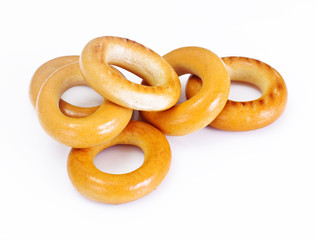 Sweet Tasty Bagels on White Background