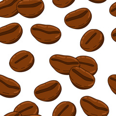 Seamless pattern with organic coffee beans