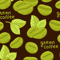 Seamless pattern with organic coffee beans