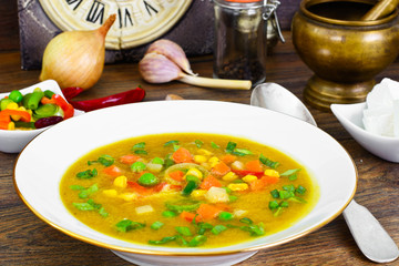 Pumpkin-Carrot Soup with Mexican Vegetable Mix