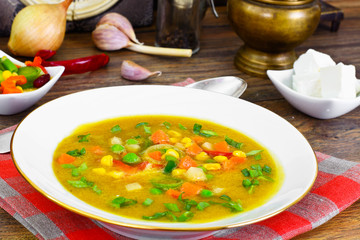 Pumpkin-Carrot Soup with Mexican Vegetable Mix
