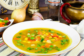 Pumpkin-Carrot Soup with Mexican Vegetable Mix