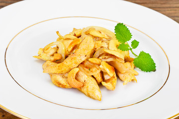 Chicken with Cashew Nuts and Soy Sauce. Asian Cuisine