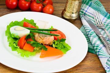 Salmon, Lettuce, Tomato and Sweet Pepper with Egg