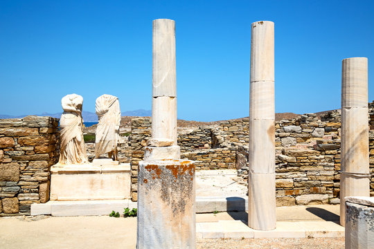 archeology  in delos greece the   and old ruin