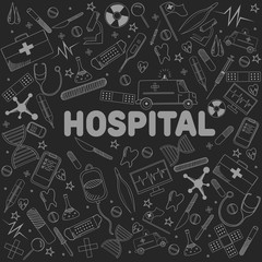 Hospital line art design vector illustration