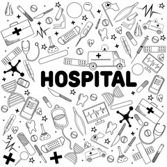 Hospital line art design vector illustration