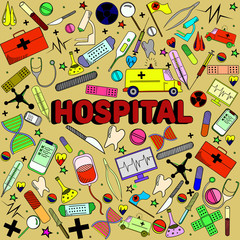 Hospital line art design vector illustration