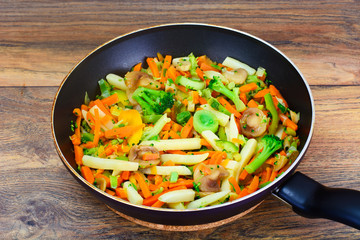 Steamed Vegetables Potatoes, Carrots, Onion and Mushrooms