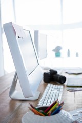 View of computer on desk