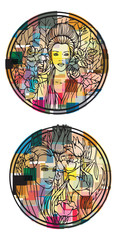 stain glass woman abstract vector