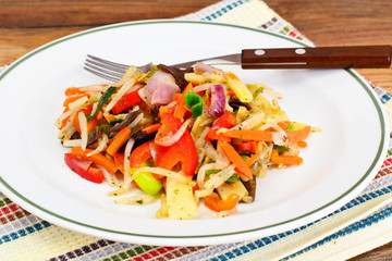 Chinese Vegetable Stew. Paprika, Peas, Carrots. Diet Food