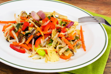 Chinese Vegetable Stew. Paprika, Peas, Carrots. Diet Food