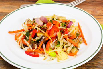 Chinese Vegetable Stew. Paprika, Peas, Carrots. Diet Food