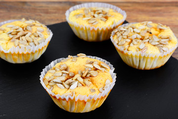 Fresh Cupcakes with Sunflower Seeds