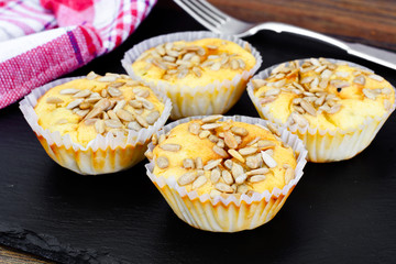 Fresh Cupcakes with Sunflower Seeds