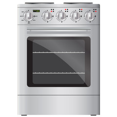 Appliances. Modern electric stove and oven, silver.