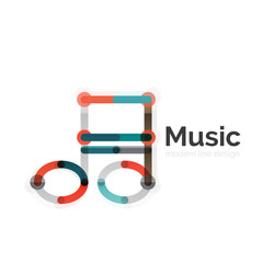 Obraz premium Music note logo, flat thin line geometric design