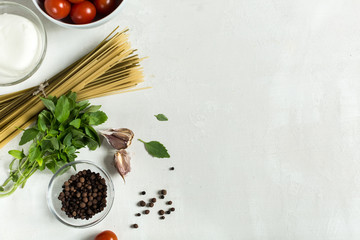 Fototapeta na wymiar Ingredients for Italian pasta