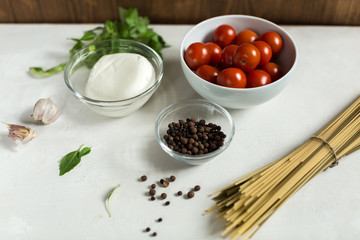 Ingredients for Italian pasta