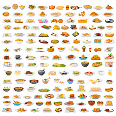 Collection of delicious food - obrazy, fototapety, plakaty