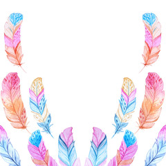 Watercolor feathers frame