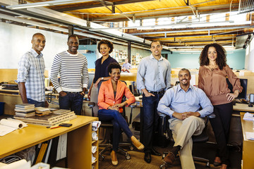 Business people smiling in office