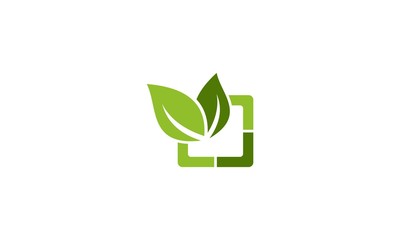 Green Leaf Logo, Shape Plant In The Sq