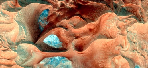 wind pottery, abstract photography of the deserts of Africa from the air. aerial view of desert...