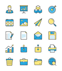 Business & Office icon, Monochrome color set 1 - Vector Illustration