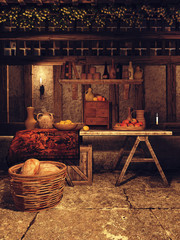 Średniowieczna kuchnia - obrazy, fototapety, plakaty