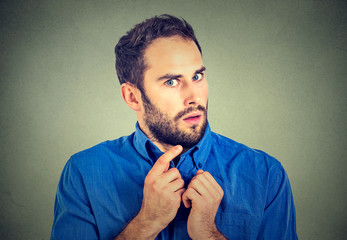 Suspicious worried young man